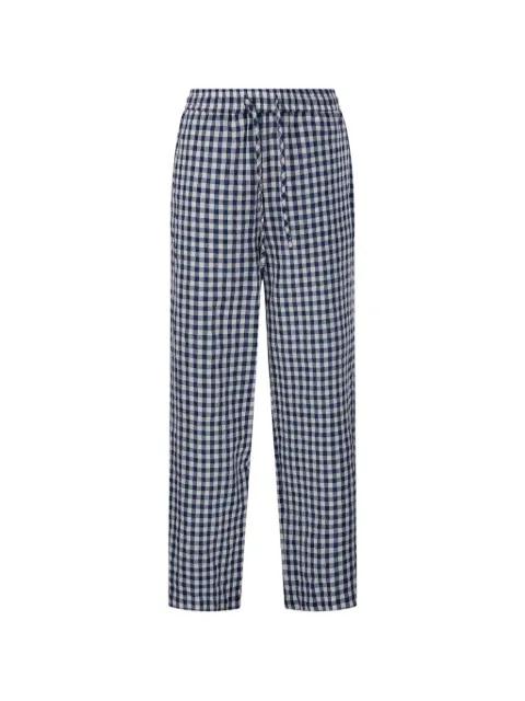 checked drawstring trousers by DUNST