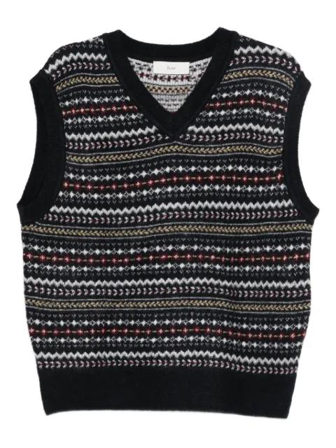 fairisle-pattern v-neck sweater by DUNST