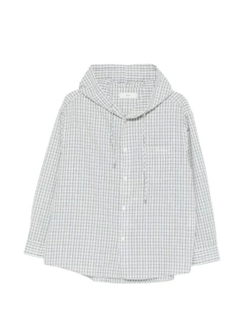 hoodied check shirt by DUNST