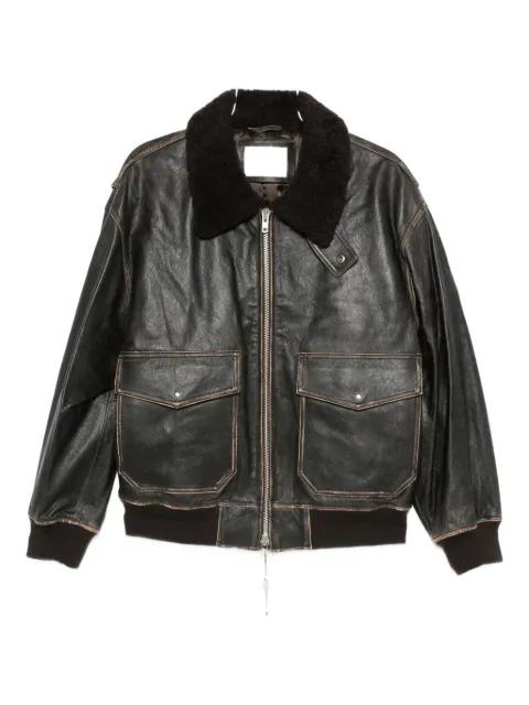 lambskin leather flap-pocket coat by DUNST