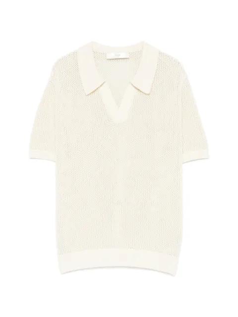 open-knit polo-collar T-shirt by DUNST