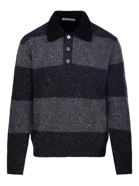 striped knitted polo shirt by DUNST