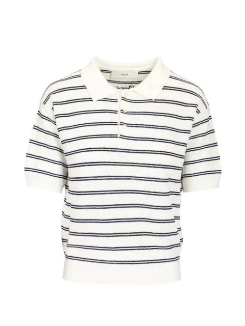 striped knitted polo top by DUNST