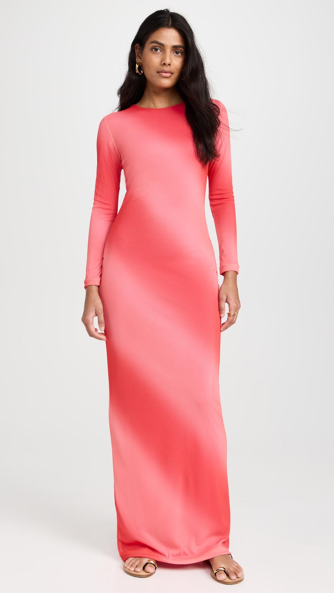 Coral Ombre Mesh Maxi Dress by DUR DOUX