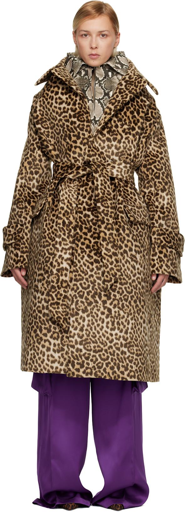 Brown Oversized Faux-Suede Trench Coat by DURAN LANTINK