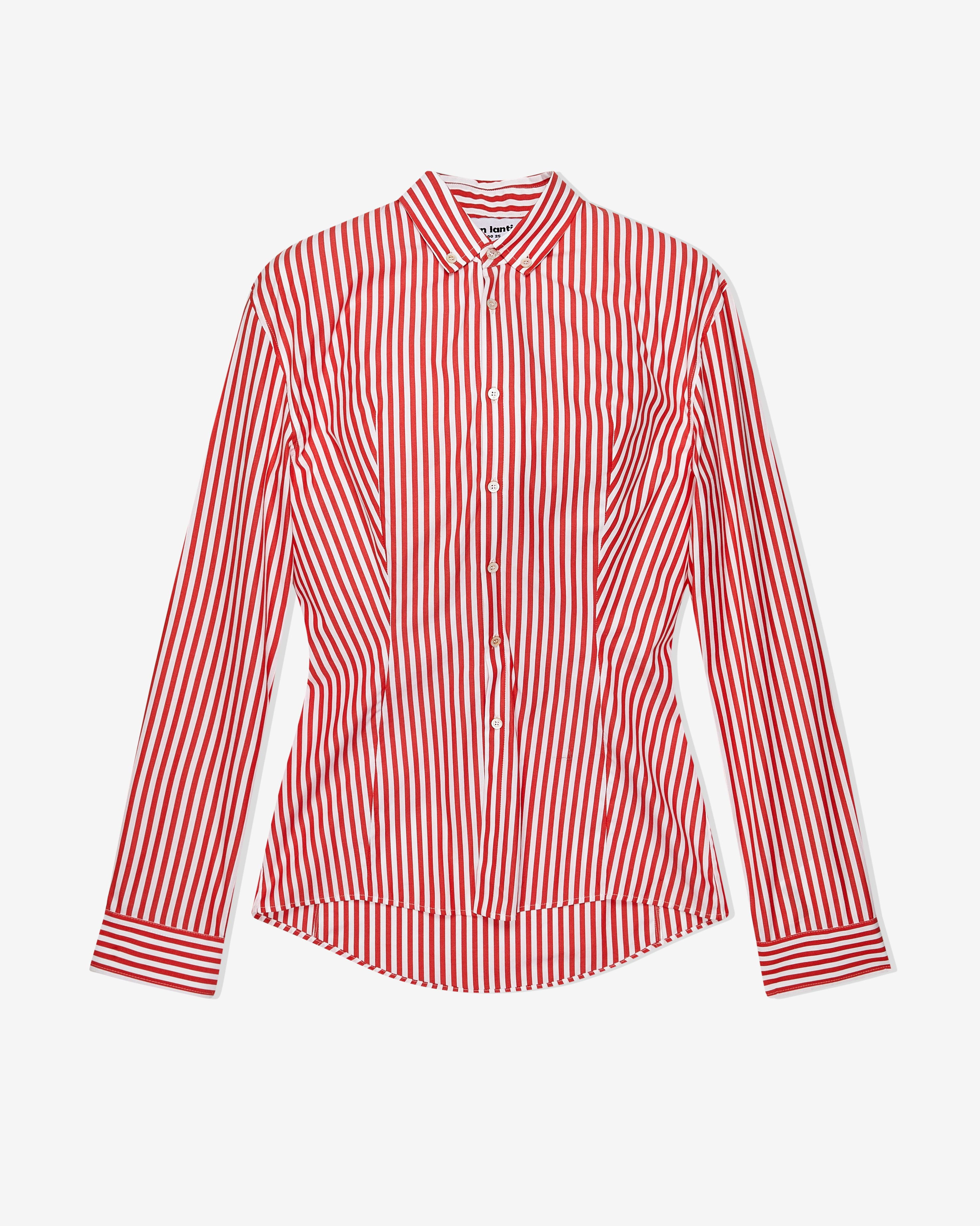 Duran Lantink - Women's Asymmetric Stripe Padded Shirt - (Red/White) by DURAN LANTINK