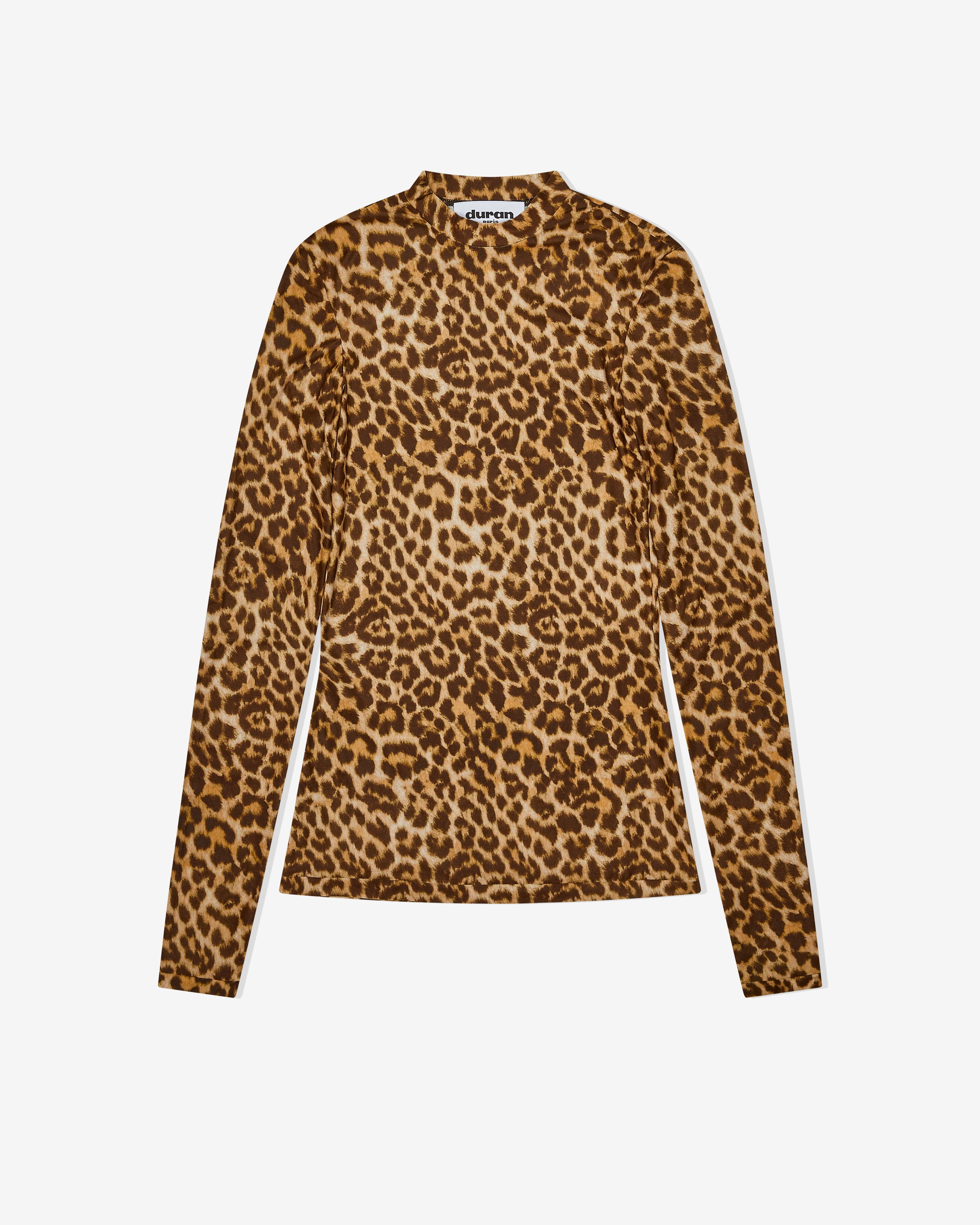 Duran Lantink - Women's Jersey Leopard Print Top - (Brown) by DURAN LANTINK
