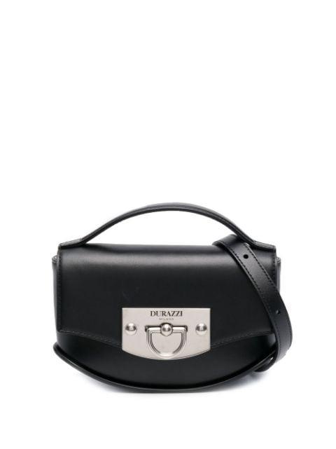 flip-lock leather shoulder bag by DURAZZI MILANO