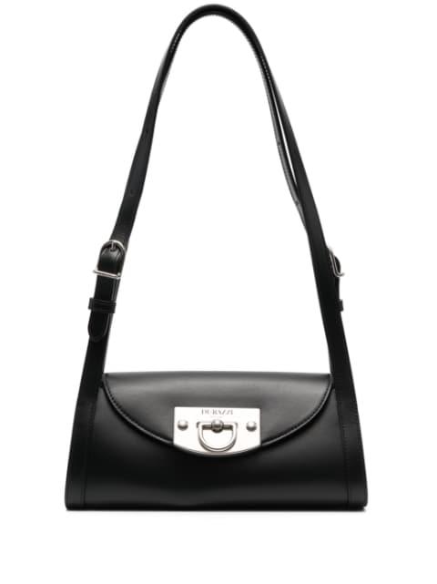 flip-lock leather shoulder bag by DURAZZI MILANO