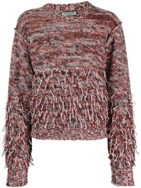 fringe-detail crew-neck sweatshirt by DURAZZI MILANO