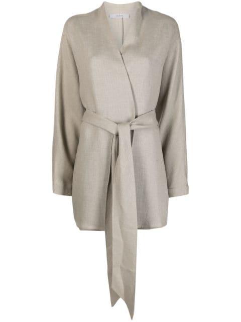 belted linen cardigan by DUSAN