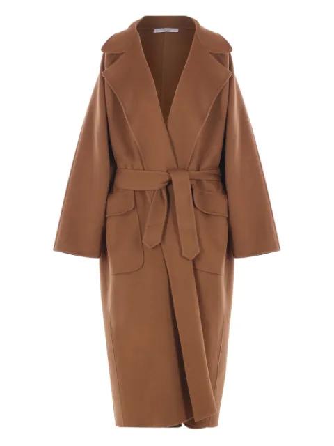 belted patch-pocket coat by DUSAN