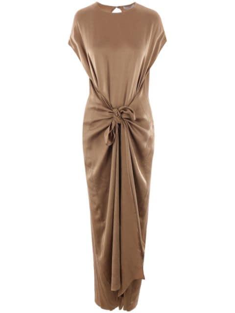 knot-detail silk jumpsuit by DUSAN