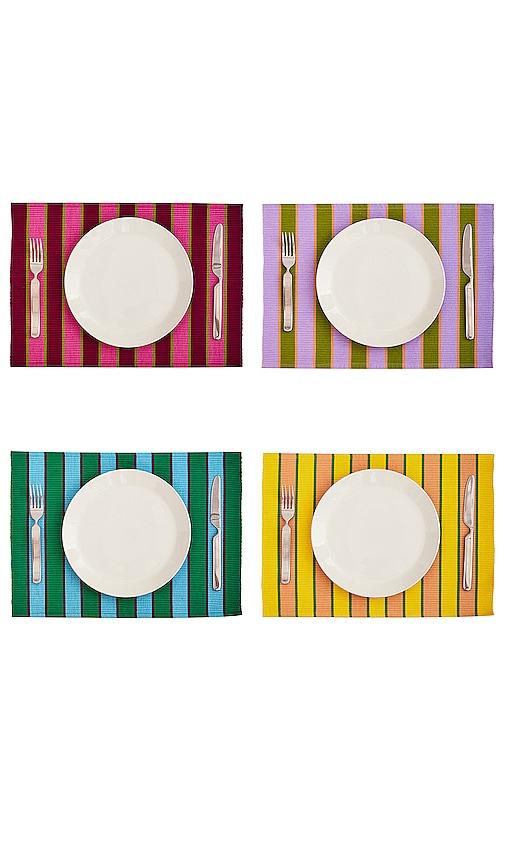 Dusen Dusen Set Of 4 Dual Stripe Napkins in Multi by DUSEN DUSEN