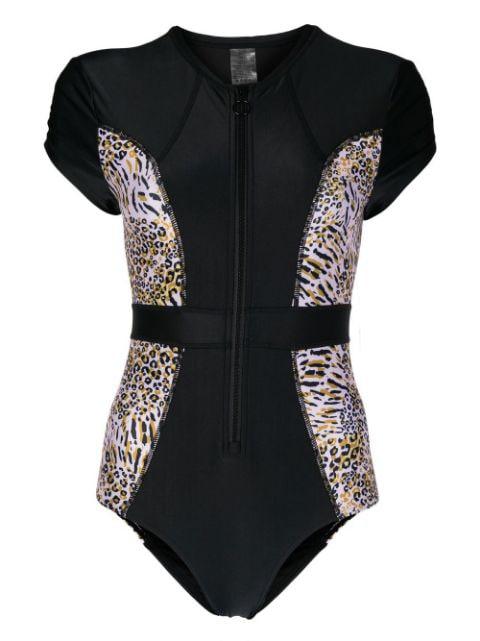 leopard-print cap-sleeve spring suit by DUSKII