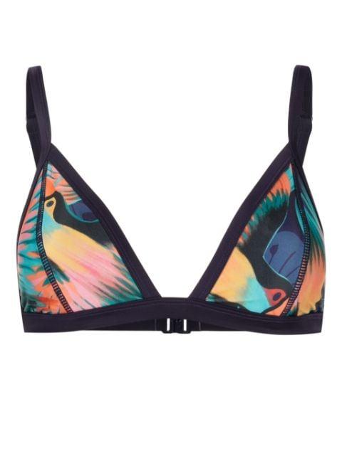tropical-print triangle bikini top by DUSKII