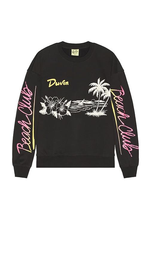 Duvin Design Beach Club Crewneck Sweater in Charcoal by DUVIN DESIGN