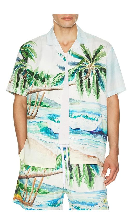 Duvin Design Postcard Button Up Shirt in Blue by DUVIN DESIGN