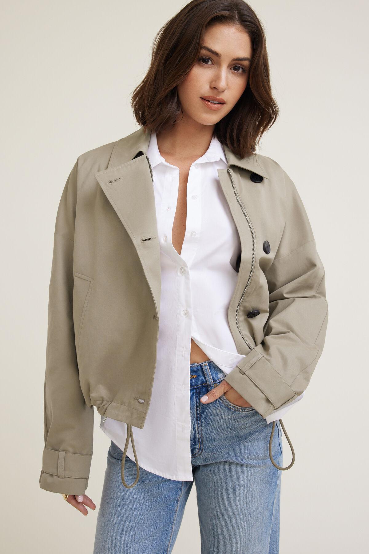 Asymmetric Short Trench Coat by DYNAMITE