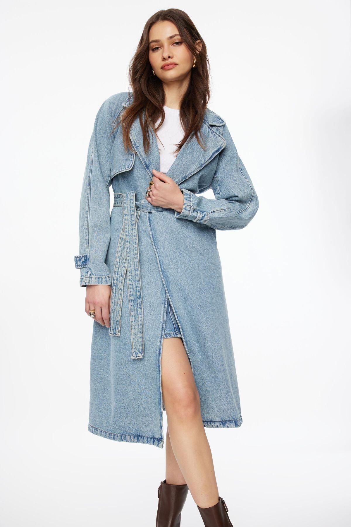 Denim Trench Coat by DYNAMITE