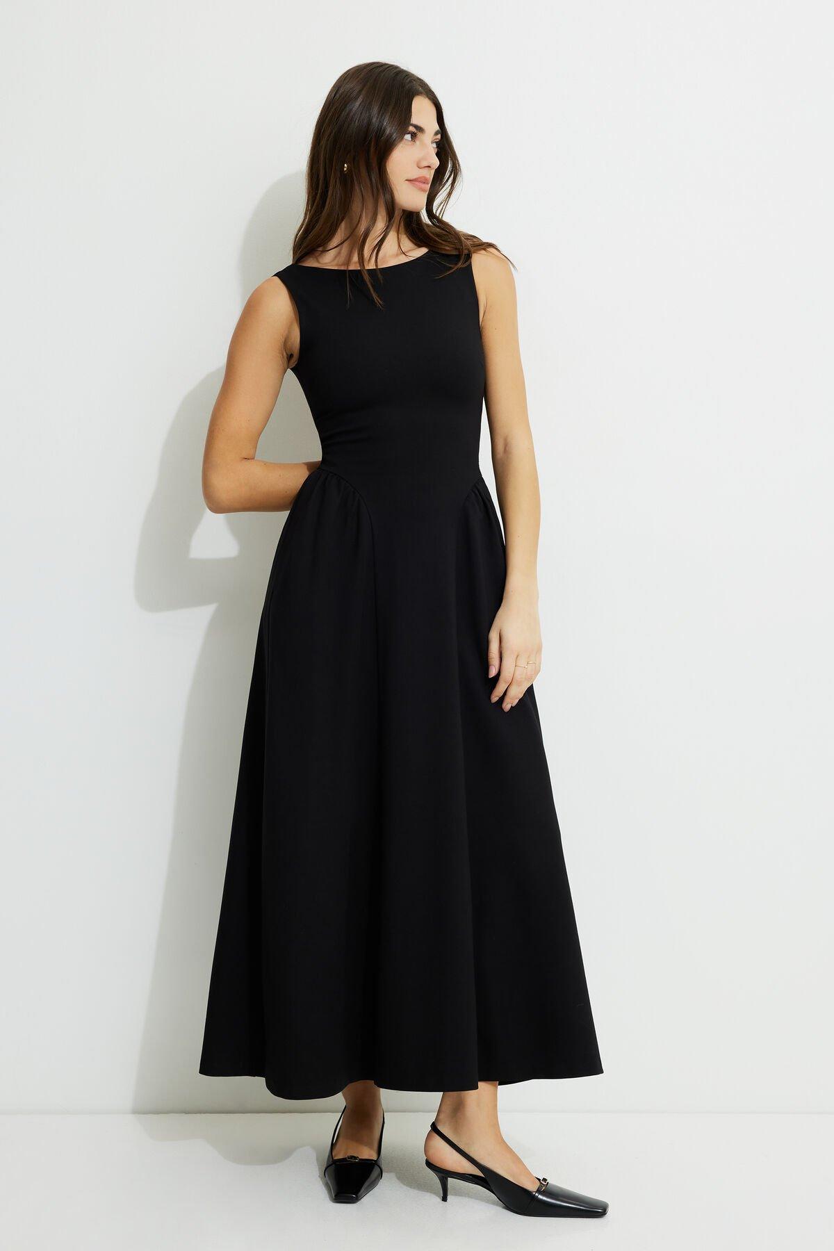 Flared Ponte Maxi Dress by DYNAMITE