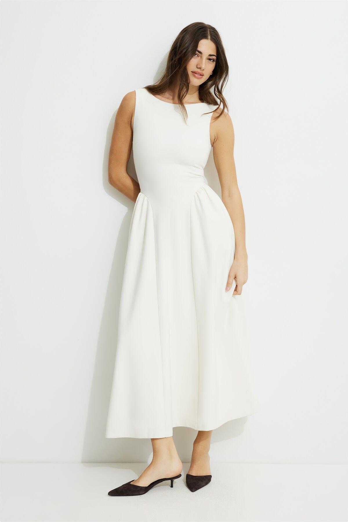 Iris Flared Ponte Maxi Dress by DYNAMITE