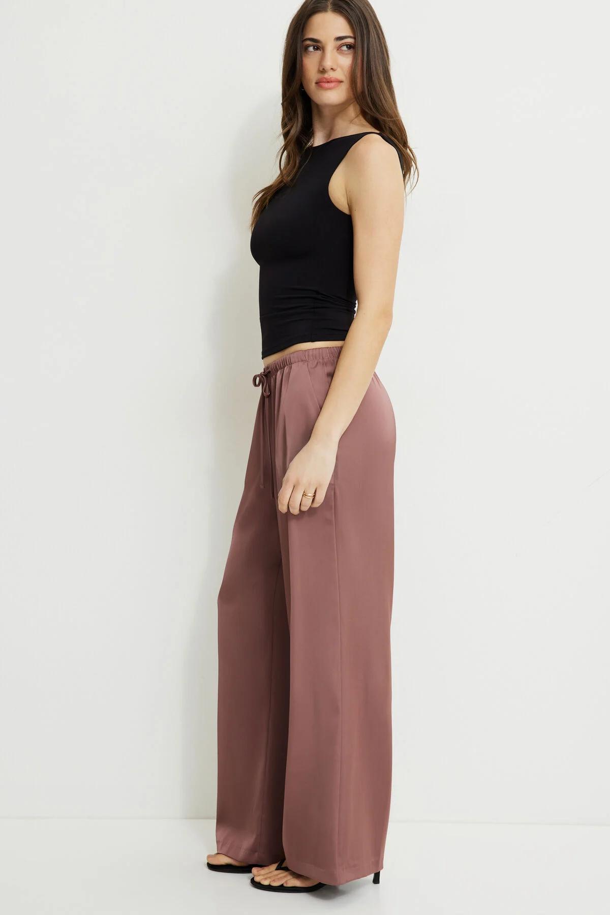 Leo Wide Leg Satin Pants by DYNAMITE