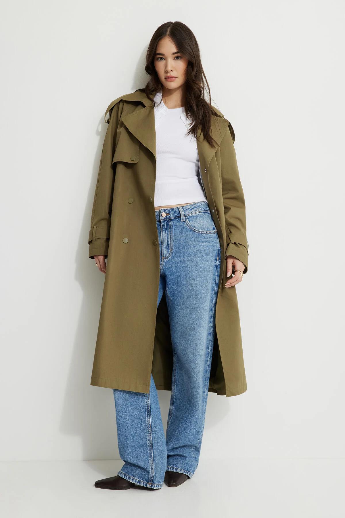 Twill Trench Coat by DYNAMITE