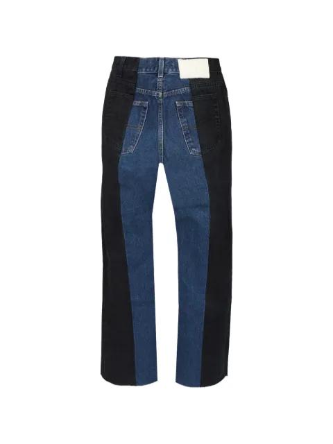 dark blue panelled flare jeans by E.L.V. DENIM
