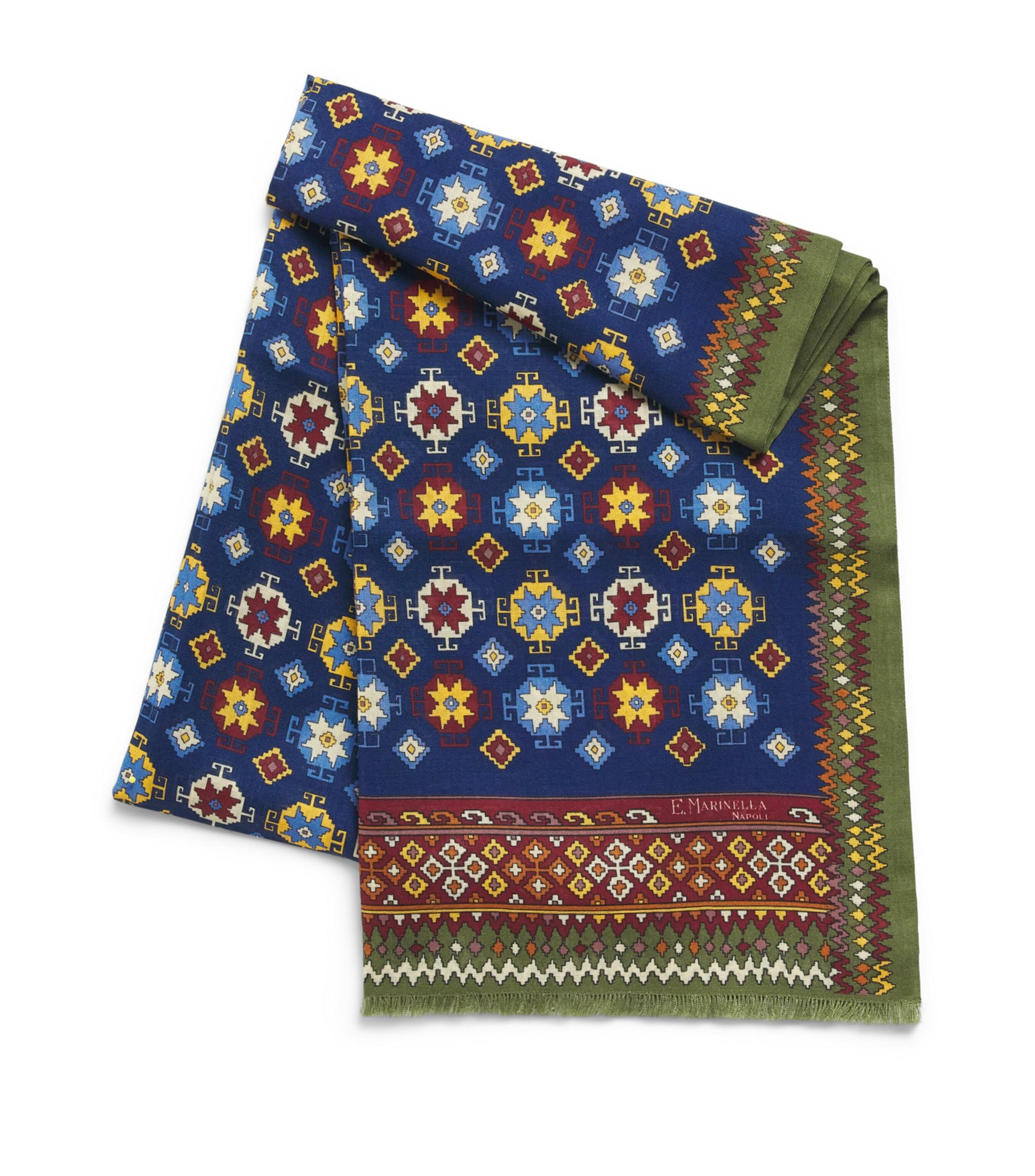 E. Marinella Wool-Silk Geometric Print Scarf by E. MARINELLA