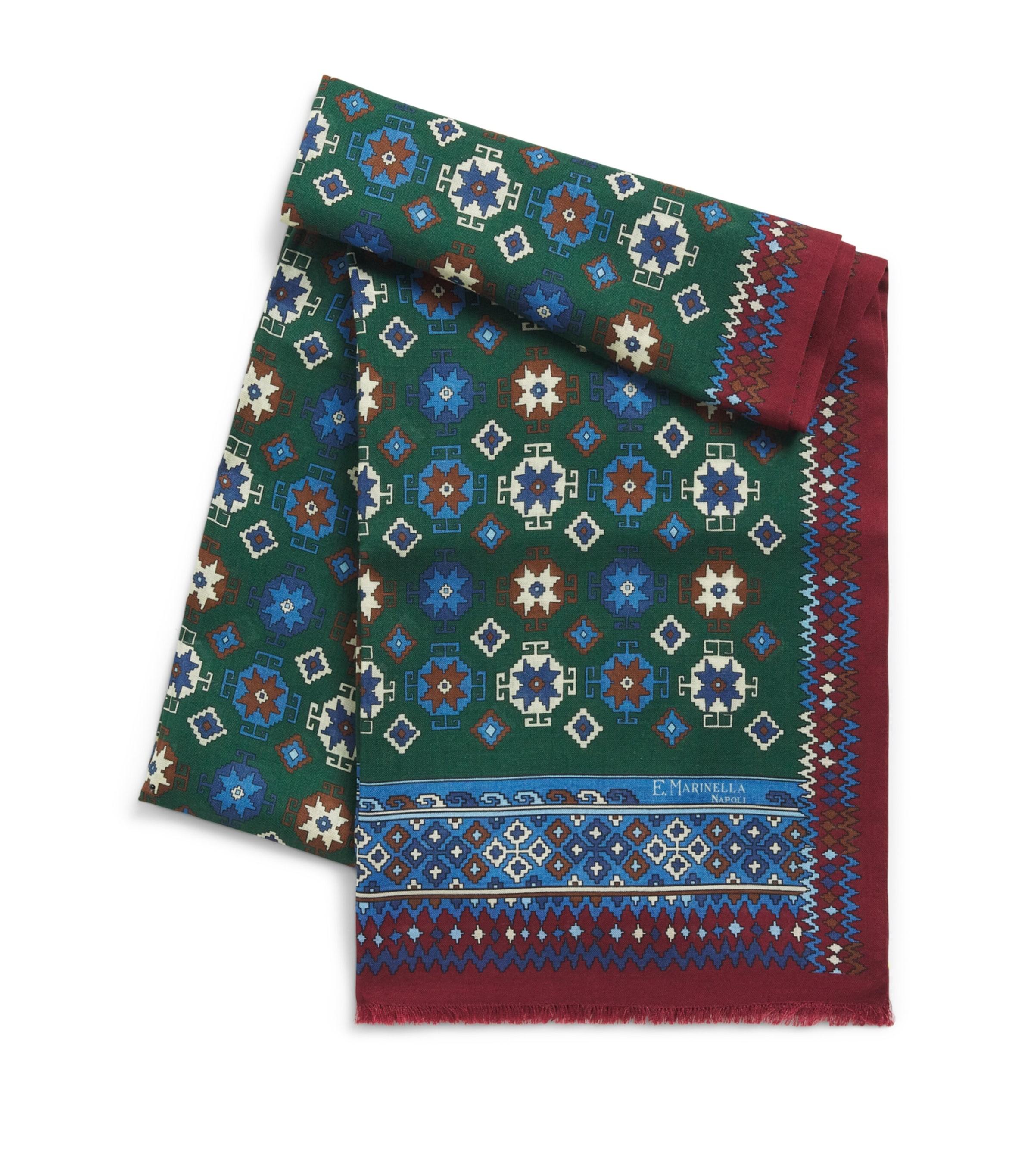 E. Marinella Wool-Silk Geometric Print Scarf by E. MARINELLA