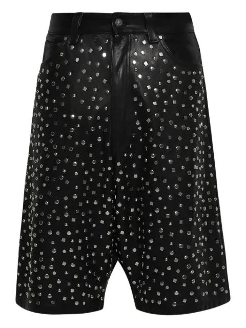 leather stud-embellished shorts by EARTHLING VIP