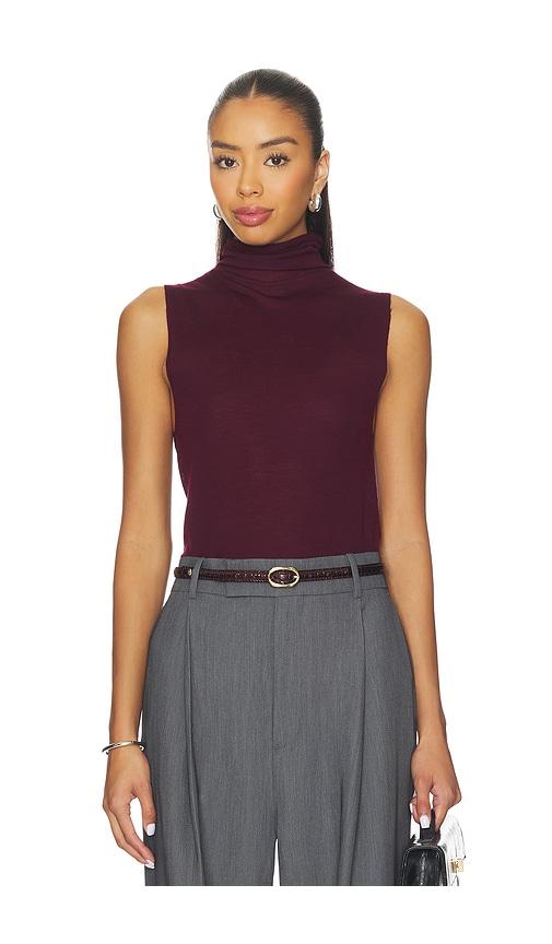 EAVES Alaska Sleeveless Knit Mockneck in Burgundy by EAVES