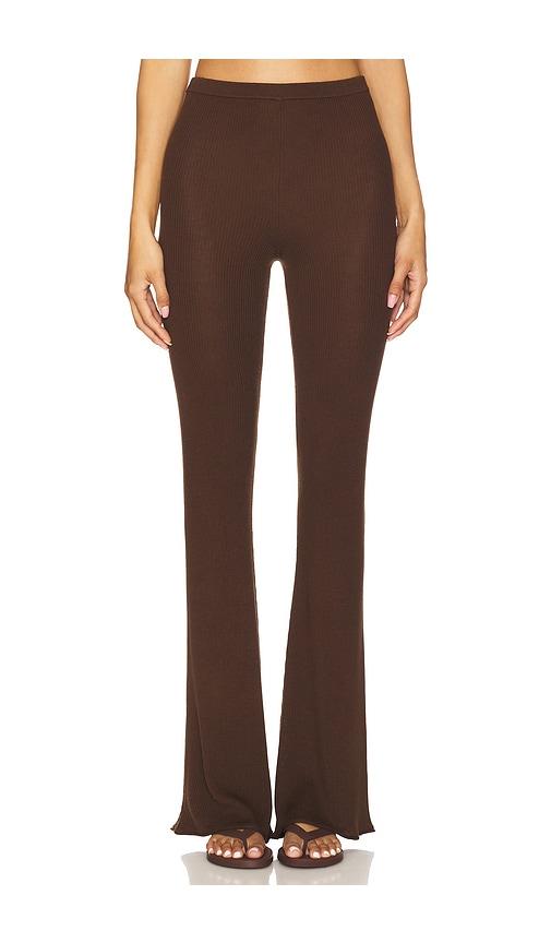 EAVES Bailee Rib Pant in Chocolate by EAVES