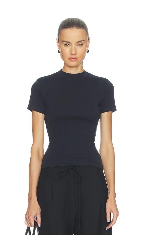 EAVES Bonnie High Neck Baby Tee in Black by EAVES