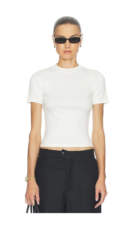 EAVES Bonnie High Neck Baby Tee in White by EAVES