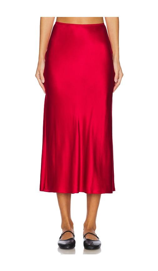 EAVES Chana Silk Midi Skirt in Red by EAVES