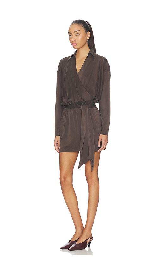 EAVES Gaia Silk Mini Dress in Brown by EAVES