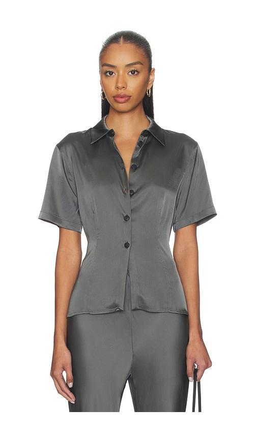 EAVES Groa Cinched Top in Charcoal by EAVES