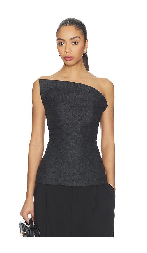 EAVES Helge Wool Flannel Structured Top in Charcoal by EAVES