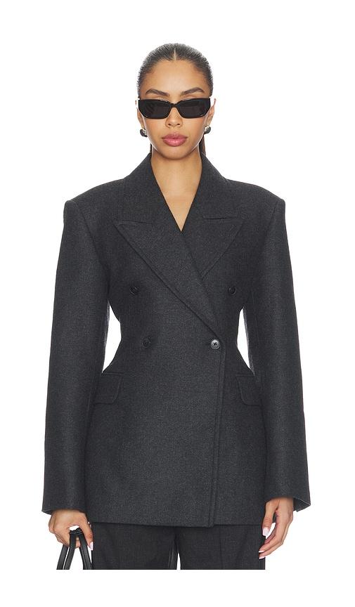 EAVES Hulda Wool Flannel Blazer in Charcoal by EAVES