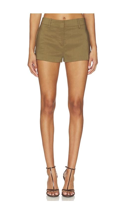 EAVES Ilya Tailored Micro Short in Olive by EAVES