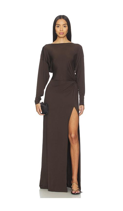 EAVES Ingrid Gown in Brown by EAVES