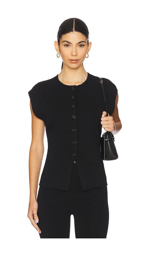 EAVES Janith Sleeveless Cardigan in Black by EAVES