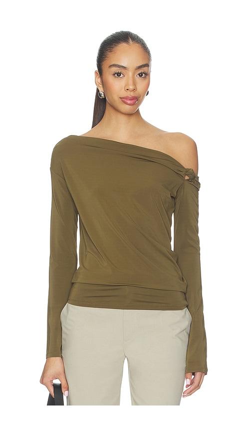 EAVES Jayne Off Shoulder Top in Olive by EAVES