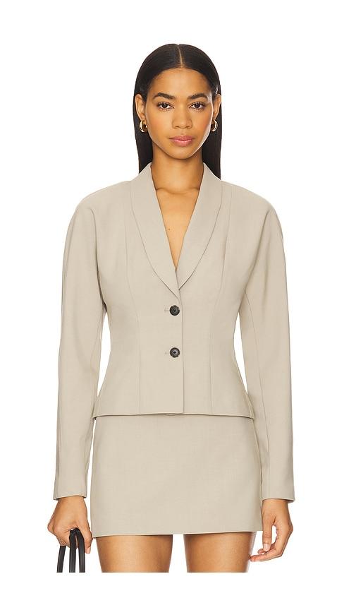EAVES Liah Blazer Top in Khaki in Taupe by EAVES