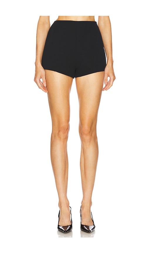 EAVES Naftali Polished Crepe Mini Shorts in Black by EAVES
