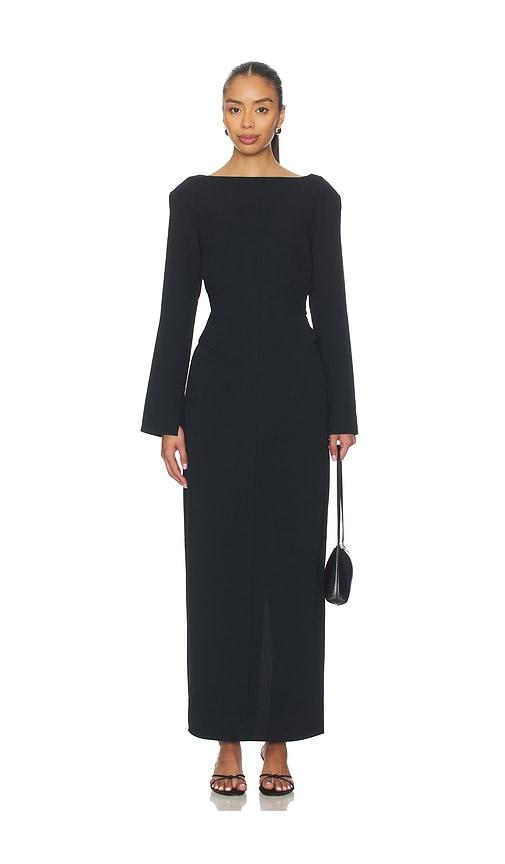 EAVES Norna Polished Crepe Maxi Dress in Black by EAVES