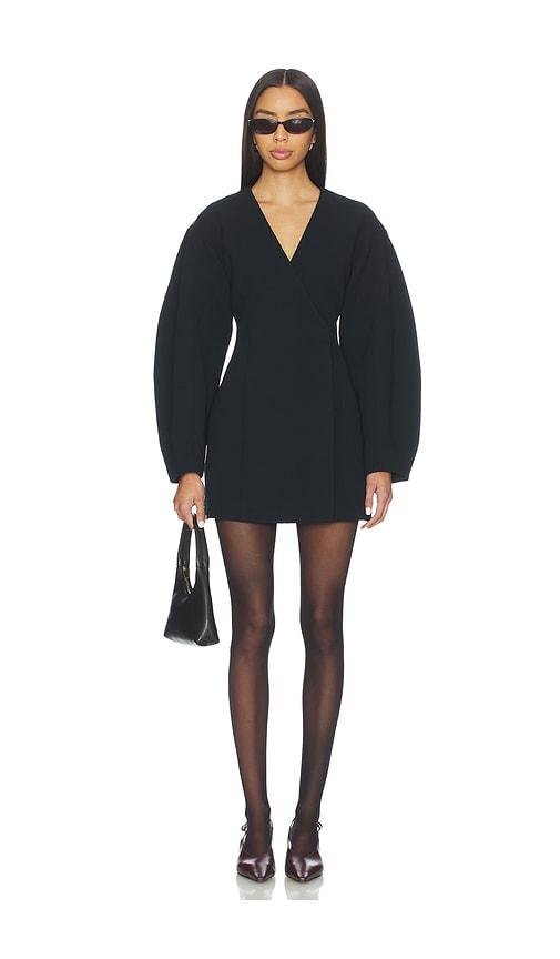 EAVES Norna Polished Crepe Mini Dress in Black by EAVES