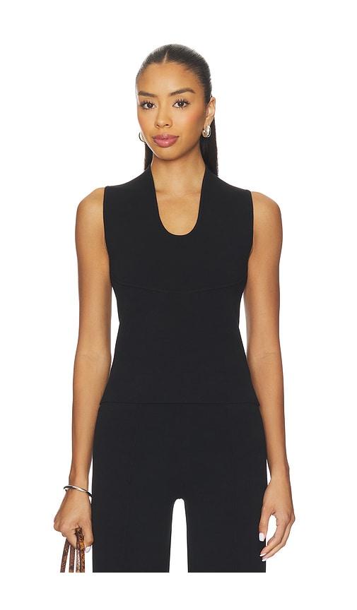 EAVES Pennie Scoop Knit Tank in Black by EAVES